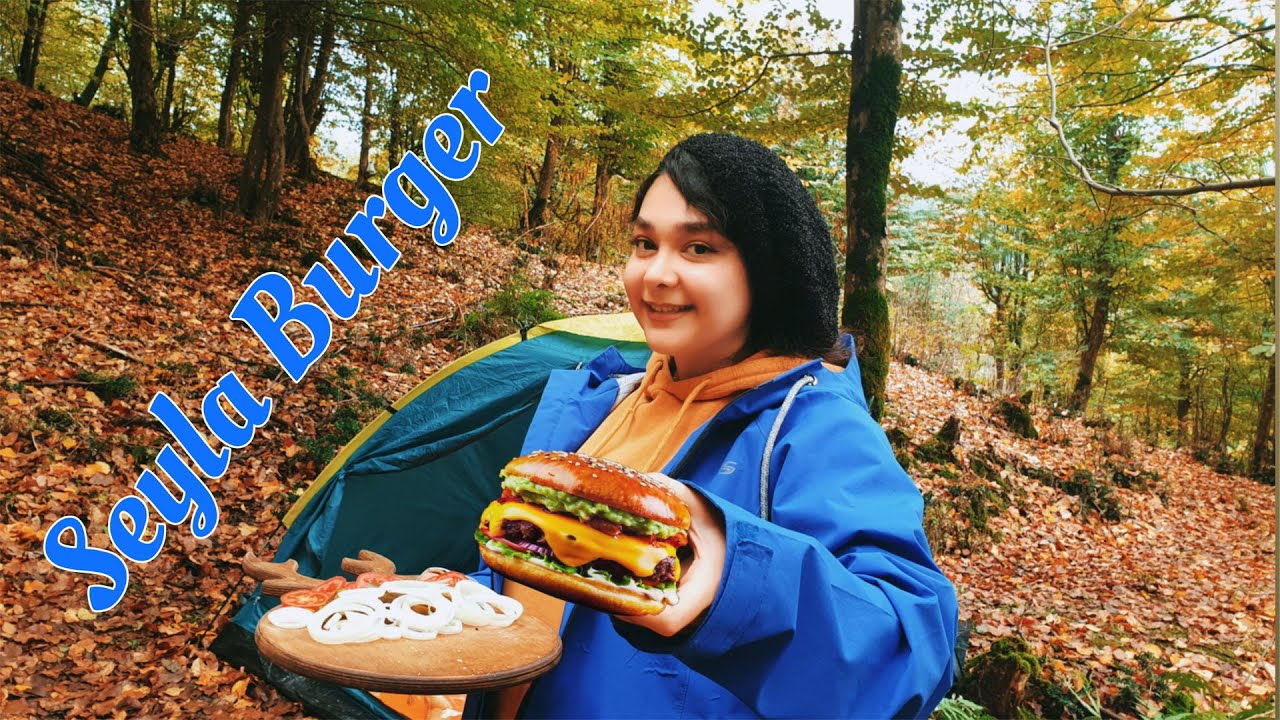 Solo Camping Cooking Burger in the Wild Delicious Burger Made in
