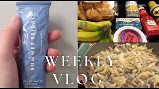 weekly vlog: grocery haul, easy dinner ideas, + products i've used up