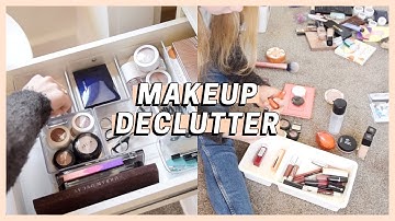 DECLUTTERING & ORGANIZING MY MAKEUP COLLECTION | getting rid of all my makeup, makeup declutter 2021