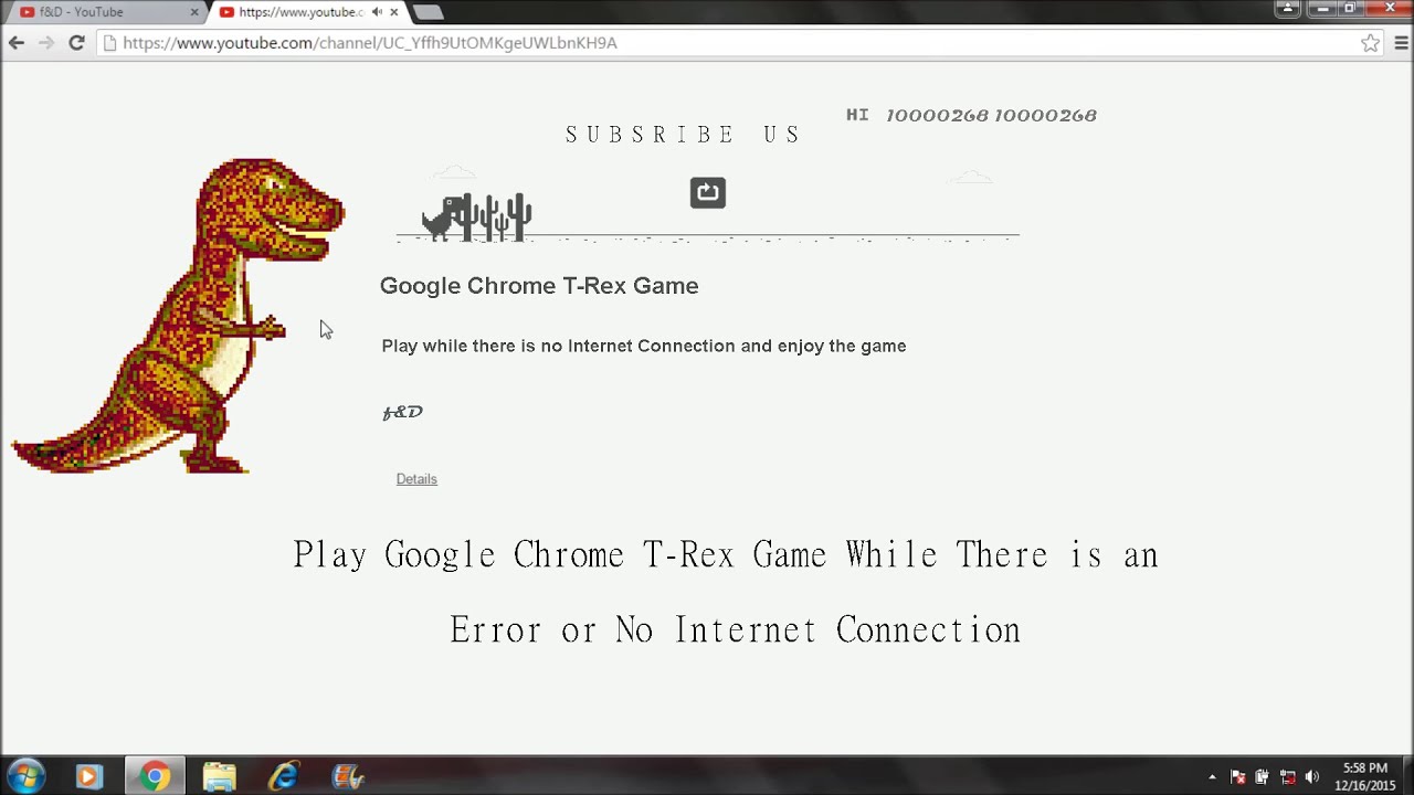 How to play with Google Chrome's T-Rex when my computer is