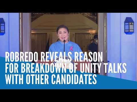 Robredo reveals reason for breakdown of unity talks with other candidates