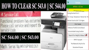 Ricoh 301 SC 543-00 Error Code Problem Solving || Ricoh mf 301 reset errors || SC 544.00 Error Code