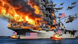 1 MINUTE AGO, the largest US aircraft carrier carrying leopard tanks was blown up by Iran in the Red
