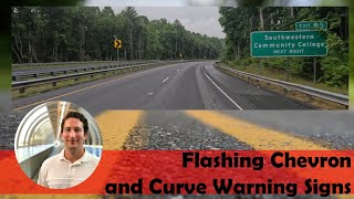 Curve Warning System - Flashing Chevron and Curve Warning Signs near Sylva, NC | US74 Exit 85