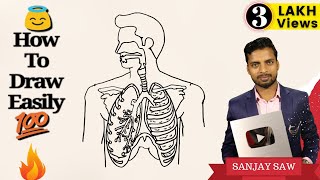 How to Draw Respiratory System step by step for Beginners!