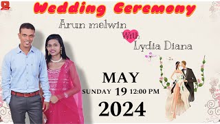 Wedding Ceremony Of ARUN & LYDIA | WATCH LIVE