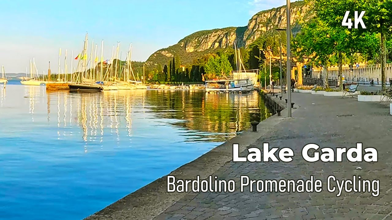 Sunrise Serenity: Garda Lake  Promenade Cycling before Crowds | Ambient Music | 4K
