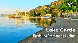 Sunrise Serenity: Garda Lake  Promenade Cycling before Crowds | Ambient Music | 4K