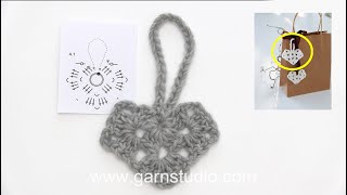 How to crochet the heart-shaped Christmas decoration with a loop in DROPS Extra 0-1523