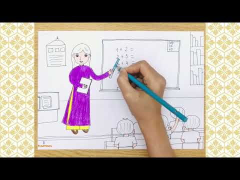 Vẽ tranh lớp học đơn giản | How to draw class easy | Tranh vẽ về lớp học đơn giản nhất | Vẽ lớp học