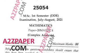 Mdu MSc Maths 1st Sem Complex Analysis Question paper 2021