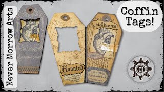 ⚰️ Junk Journal Coffin Tag Booklet Tutorial! 100 Tag Project | Halloween no talking craft with me
