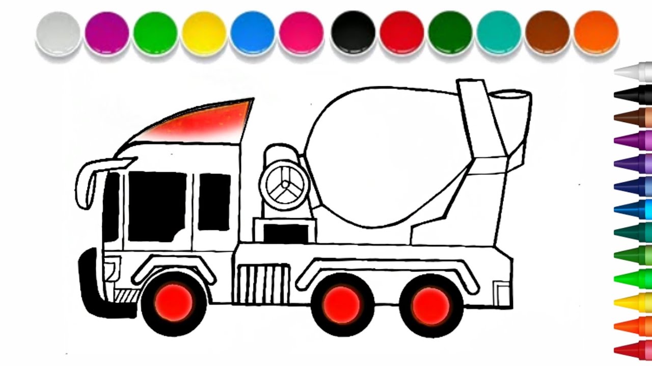 Cara menggambar truk  molen  besar Molen  truck Camion Molen  