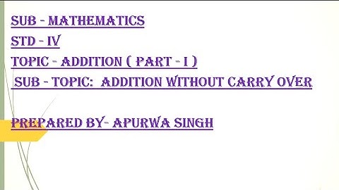 Standard:IV  , Subject: Maths , Topic:Addition-Addition without carry over; Part 1