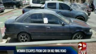 Narrow escape for woman allegedly kidnapped, bound and left in the trunk of a car