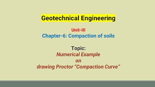 Numerical example on drawing Proctor Compaction Curve