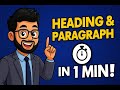 HTML Headings &amp; Paragraph | Quick 2-Minute Guide.💻🔥 | tut02