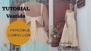 DIY Como Hacer Vestido Largo Con Lazo en la espalda/ vestido escote corazón /Costura Patrones