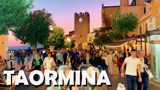 Taormina, Italy Evening Walk  4K UHD  with Captions (Sicily)