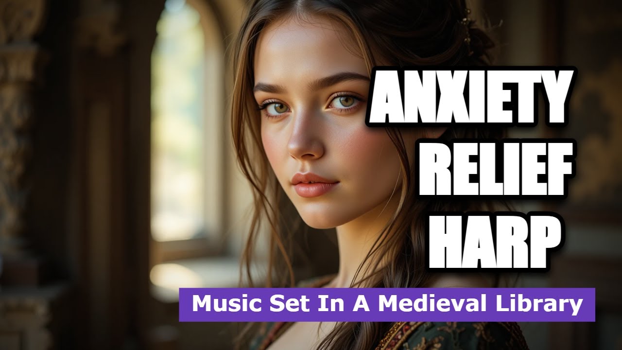 Музыкальная арфа для облегчения тревоги, установленная в средневековой библиотеке
