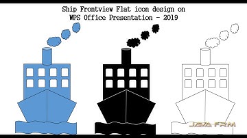 WPS office Presentation 2019 - How to draw Ship Frontview flat icon for beginners