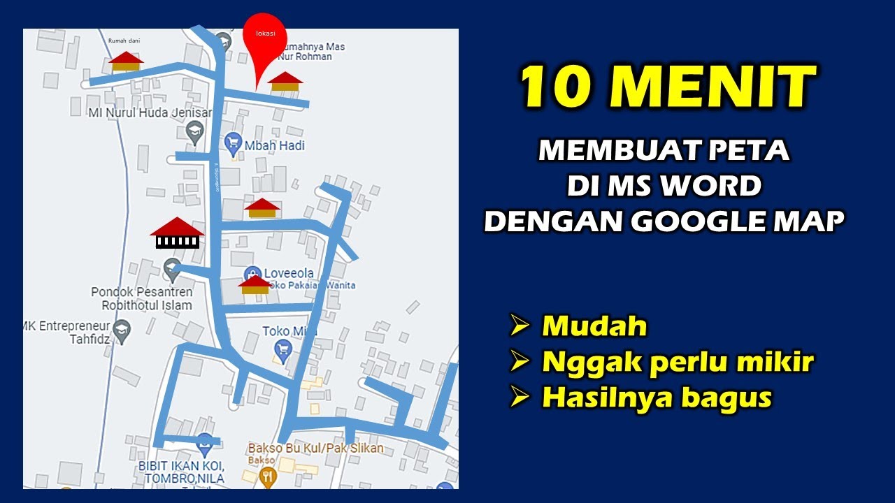 Cara menggambar denah lokasi di Microsoft Word dengan bantuan google map - YouTube - Cara Membuat Denah Lokasi Dengan Google Maps Dan Powerpoint