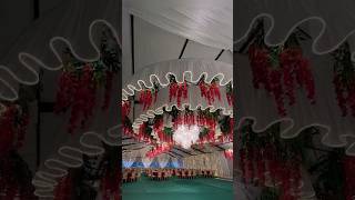 unique ceiling floral decor inspo#flowers#clothmantle#lighting#events