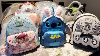 I Bought Ten Loungefly Bags for my Birthday! Tea Party,Totoro,Princess Portraits cameo, Stitch Bunny