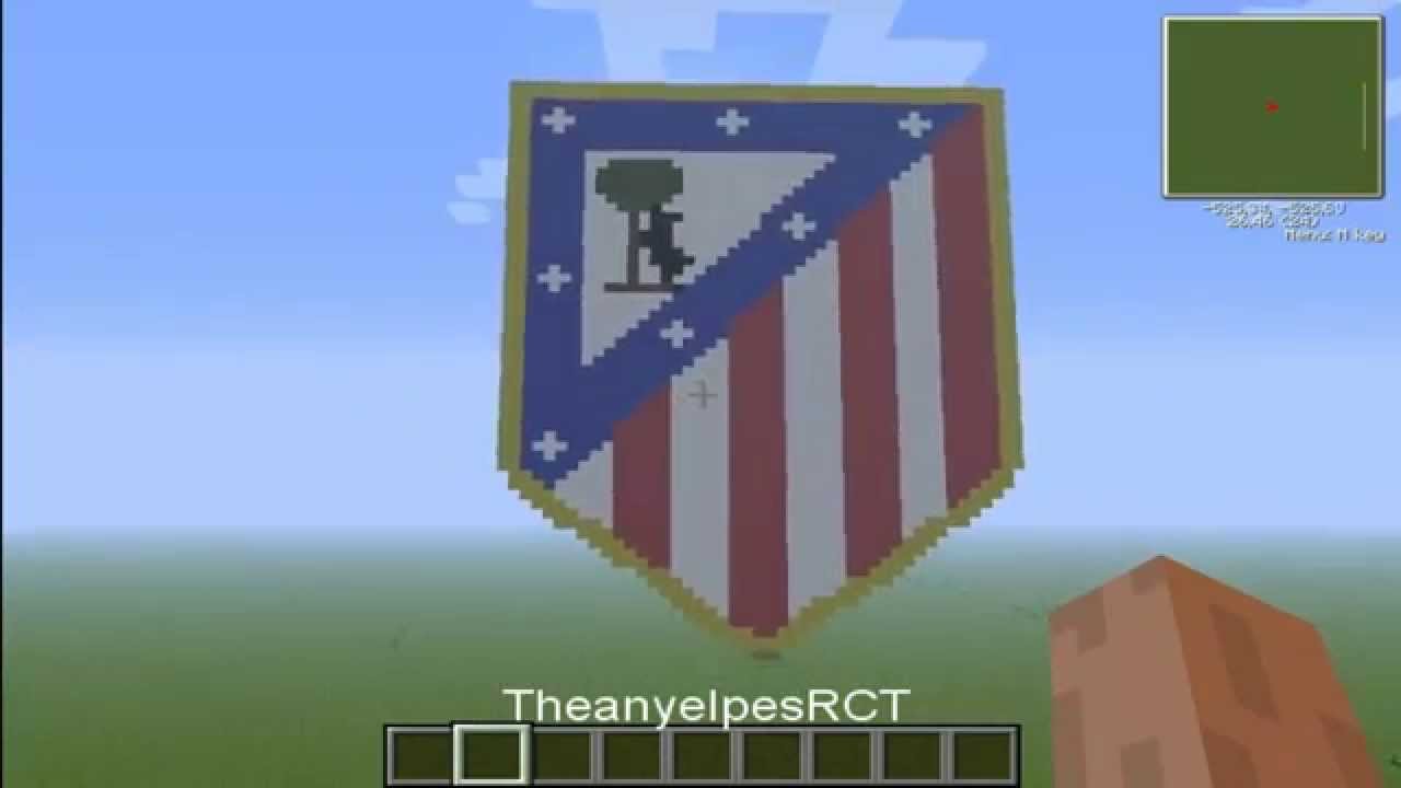 Pixel Art En Minecraft Escudo Del Atlético De Madrid Hd Youtube