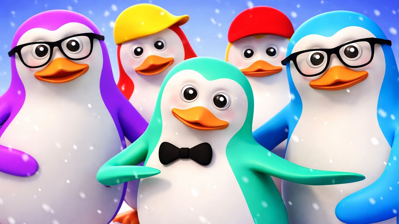 Five Little Penguins Song 🐧 ️ | 3D Baby Penguin Nursery Rhymes | Fun ...