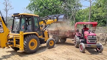 Jcb 3dx Eco Xpert Backhoe Machine Loading Mud In Mahindra and Massey Ferguson Tractor | Jcb Video