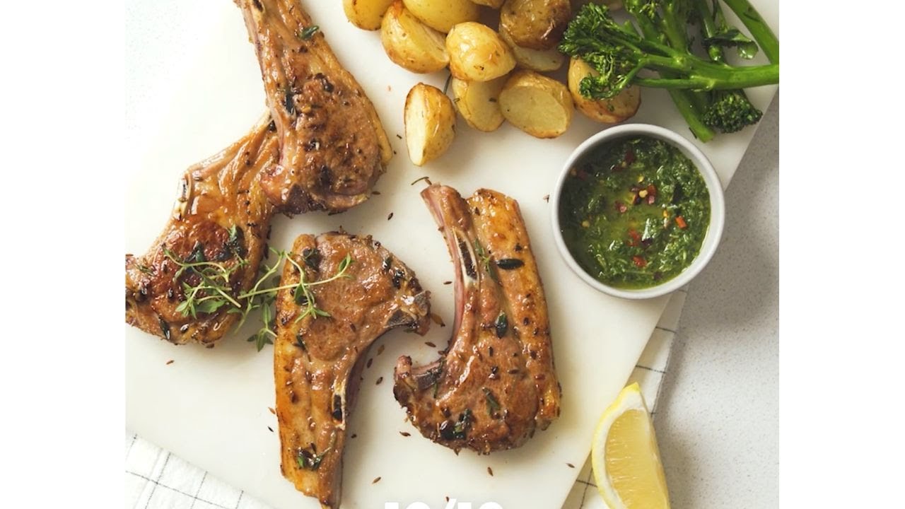 Lamb chops and roast potatoes with the Vortex™ ClearCook DUAL air fryer