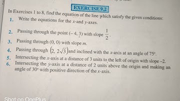 Exercise 9.2 straight lines class 11 chapter 9 maths ncert video 