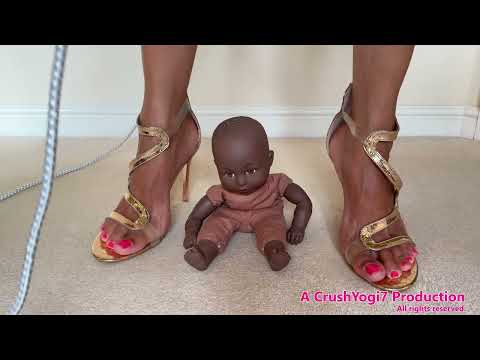 Toy Baby Girl Doll Trampled and Crushed Whilst Ironing in Copper Heels #asmr #crush #cutebaby #cute