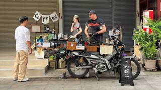 Kedai Kopi di Atas Sepeda Motor | Barista Muda Membangun Kafe Pinggir Jalan, Kehidupan Kerja yang Santai, ASMR Impian 4K