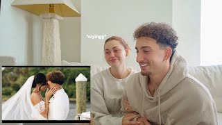 REACTING TO OUR WEDDING VIDEOS 1 YEAR LATER!! *SO EMOTIONAL*