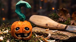 Details Carving a Tiny Jack-o'-Lantern for Halloween! 🎃 (Wood Whittling) Update
