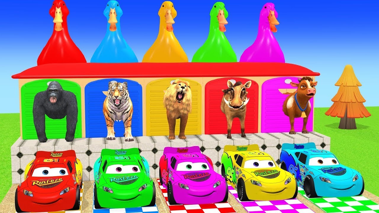 Long Slide Game With Cow Elephant Gorilla Hippopotamus Tiger 3d Animal Game Funny 3d Animals 5