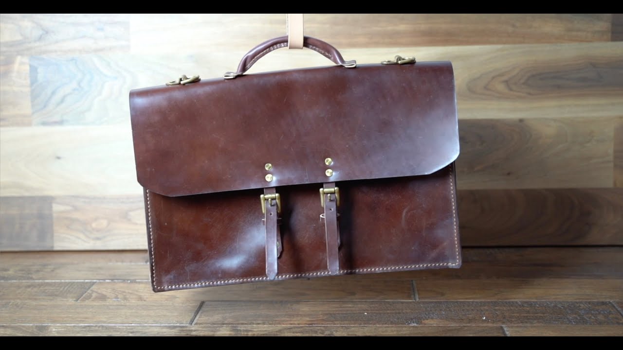 Making a laptop bag, briefcase bag using aged shell cordovan