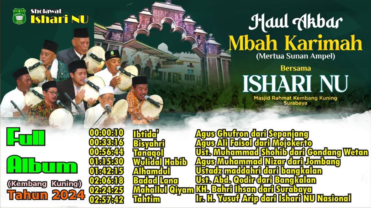 Full Album Ishari NU - Haul Mbah Karimah (Mertua Sunan Ampel) Kembang kuning Surabaya Tahun 2024