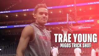 Trae Young syncs trick shot with Migos 'splash' ad-lib