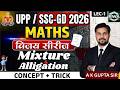 UPP/SSC-GD 2026 | Math | Vijay Series | Mixture &amp; Alligation | Concept  Trick | Lec-1 | AK Gupta Sir