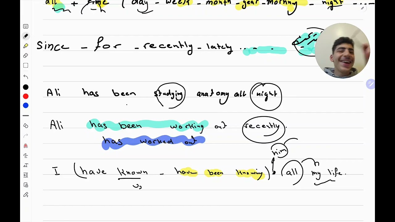 الحاضر التام المستمر قواعد grammar present perfect continuous