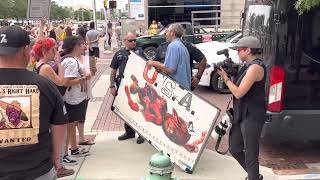 July 25, 2022 downtown Indianapolis abortion protest turning heated￼