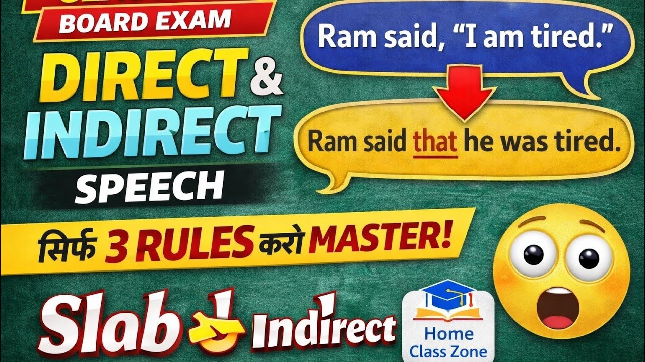 Direct & Indirect Speech Class 10 🔥 | Sirf 3 Rules | Board Exam 2026 | Home Class Zone | Utkarsh Sir