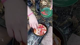 Girl Loves Pizza🍕🔥 #Outdoors #Camping #Survival #Bushcraft #Fire #Skills