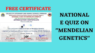 Free Certificate National E-Quiz on Mendelian Genetics | Quiz with free certificate in 2 mins