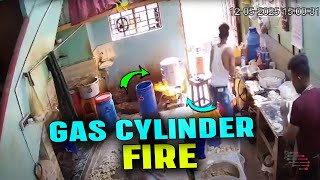 Kitchen Gas Cylinder Bursts Into Flames, Workers Flee