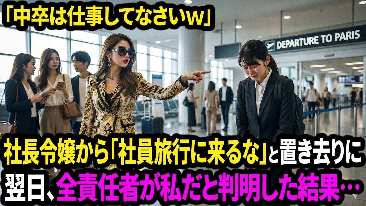 「中卒は仕事してなさいｗ」社長令嬢から社員旅行に来るなと言われ置き去りに→翌日、全責任者が私だと判明した結果…【面白きかな人生】
