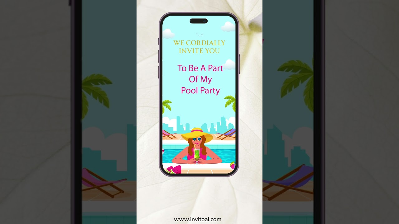 Pool Party Invitation Video | Pool Party Video | Editable  Video Invitation | Invito AI-1179